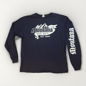 Vintage Montana Big Sky Graphic Print Long Sleeve Crewneck T-Shirt Size L